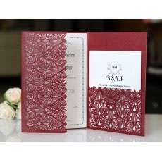 Business Invitation Card Wedding Supplies Laser Cut Invitation Dark Red
